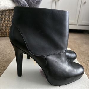 Jessica Simpson Black Addey Leather High Heel Booties 8.5M